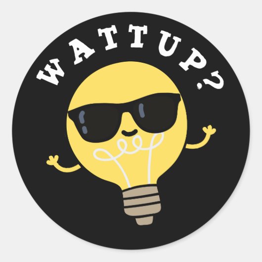 Sticker Rond Monter Funny Electric Bulb Pun Dark BG (Devant)