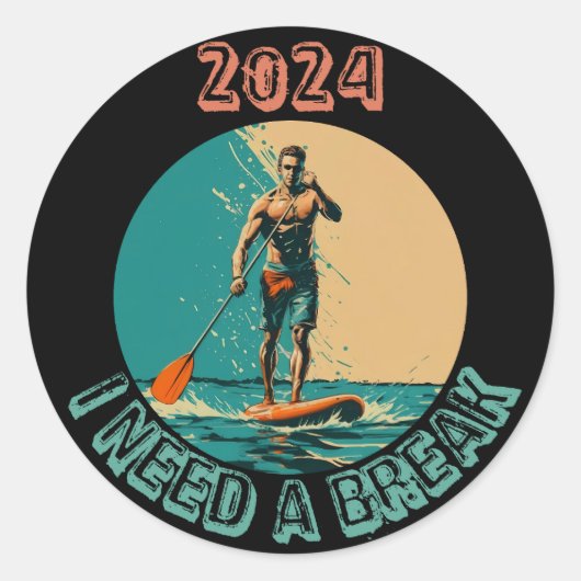 Sticker Rond Monter les vagues : Sup paddle board surf édition (Devant)