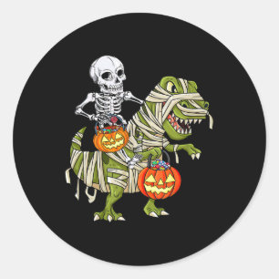 Sticker Rond Monter Mummy Dinosaur T Rex Halloween Funny Pumpki
