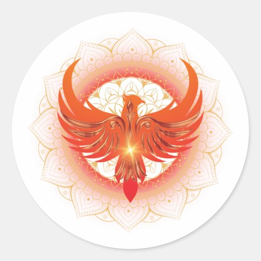 Sticker Rond Monter Phoenix Mandala (Devant)