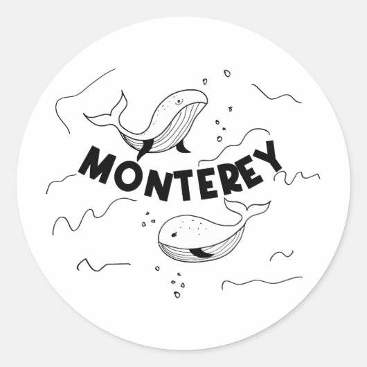 Sticker Rond Monterey California Whales (Devant)