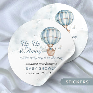 Sticker Rond Montez et partez ! Baby shower de ballon Teddy Bea