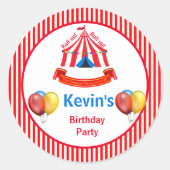 Sticker Rond Montez ! Montez ! Fête d'anniversaire du cirque (Devant)