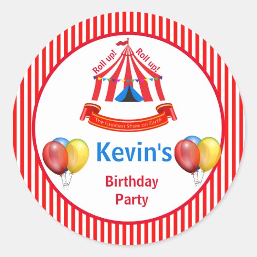 Sticker Rond Montez ! Montez ! Fête d'anniversaire du cirque (Devant)