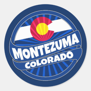 Sticker Rond Montezuma Colorado drapeau d'éclatement autocollan