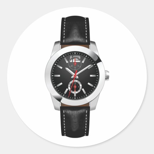 Sticker Rond Montre Chronographe Noire de luxe Timepiece élégan (Devant)