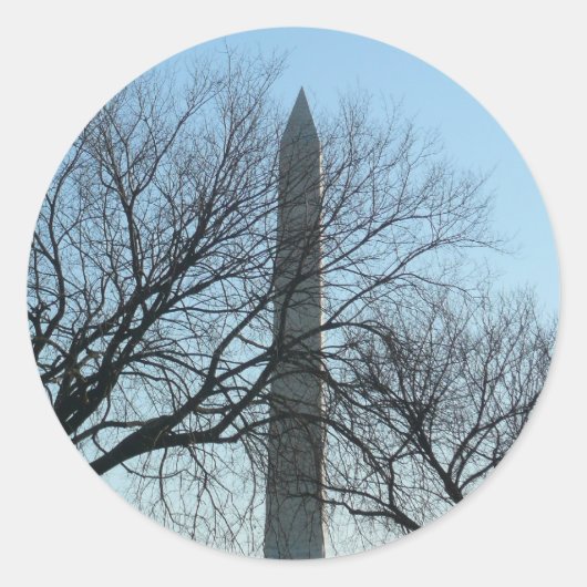 Sticker Rond Monument de Washington dans le paysage d'hiver I (Devant)