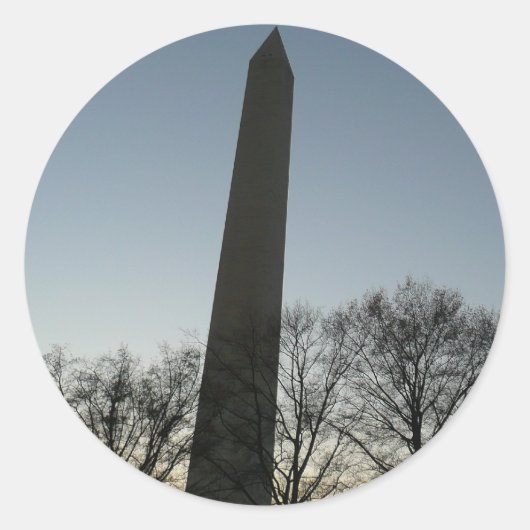 Sticker Rond Monument de Washington dans le paysage d'hiver II (Devant)