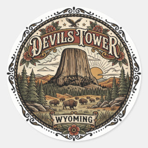 Sticker Rond Monument national de Devils Tower Wyoming