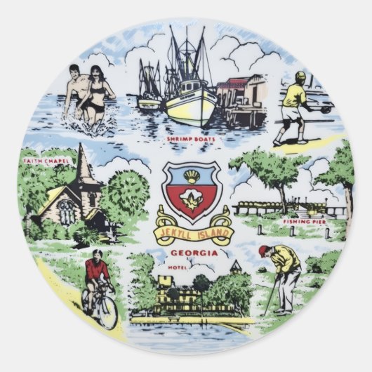 Sticker Rond Monuments de l'île de Jekyll (Devant)