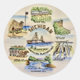 Sticker Rond Monuments historiques de l'État du Michigan