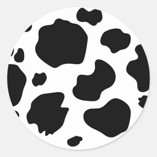 Sticker Rond Moo Cow Spots Imprimer Black & White Anniversaire (Devant)