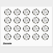 Sticker Rond Moo Cow Spots Imprimer Mariage noir et blanc (Feuille)