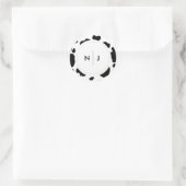 Sticker Rond Moo Cow Spots Imprimer Mariage noir et blanc (Sac)
