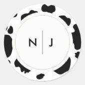 Sticker Rond Moo Cow Spots Imprimer Mariage noir et blanc (Devant)