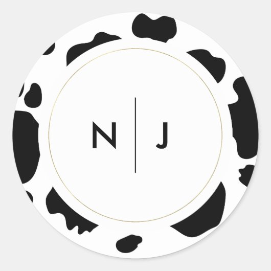 Sticker Rond Moo Cow Spots Imprimer Mariage noir et blanc (Devant)