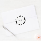 Sticker Rond Moo Cow Spots Imprimer Mariage noir et blanc (Enveloppe)