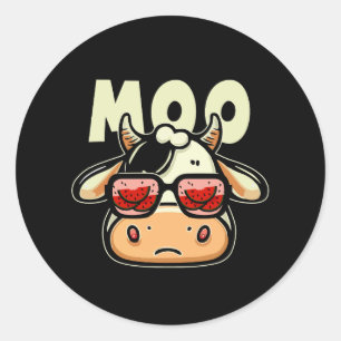 Sticker Rond Moo Cute Vaches Enfants Pour Enfants Cartographier