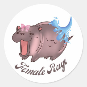 Sticker Rond Moo Deng mignonne bébé Hippo Pygmy drôle animal