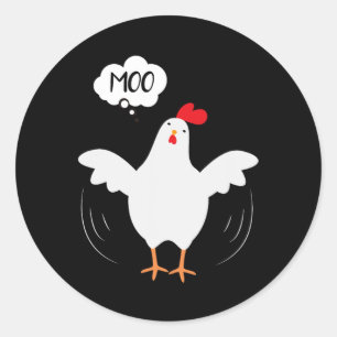 Sticker Rond MOO Fun CowChicken - Fun For Men and Women