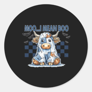 Sticker Rond Moo Je Veux Dire Boo Vache Éffrayante Halloween Pa