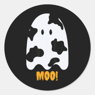 Sticker Rond Moo ! Jolie vache amusante Imprimer Fantôme Hallow