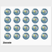 Sticker Rond Moo sur le Baby shower de la Lune (Feuille)