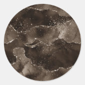 Sticker Rond Moody Agate | Café Brown bronze doré Taupe (Devant)