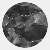 Sticker Rond Moody Agate | Onyx Black Silver Vampy Goth Parties (Devant)