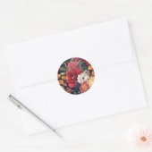 Sticker Rond Moody Amaryllis et Chrysanthemum Floral Mariage (Enveloppe)