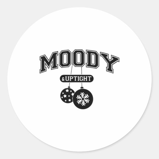 Sticker Rond Moody And Uptight Merry And Xmas Bright Matching C (Devant)