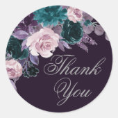 Sticker Rond Moody Boho | Eggplant foncé violet Merci Turquoise (Devant)