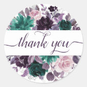 Sticker Rond Moody Boho | Merci floral pourpre de prune d'auber (Devant)