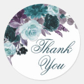 Sticker Rond Moody Boho | Merci Floral Turquoise et Turquoise (Devant)