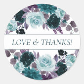 Sticker Rond Moody Boho | Turquoise et Eggplant Purple Rose Per (Devant)