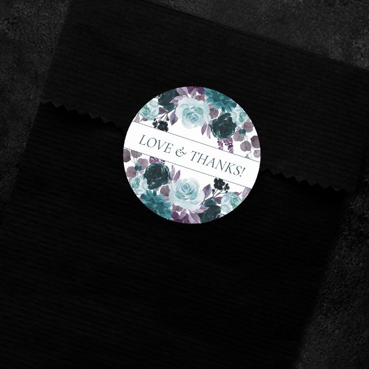 Sticker Rond Moody Boho | Turquoise et Eggplant Purple Rose Per