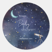Sticker Rond Moody Celestial Moon & Stars Baby shower (Devant)