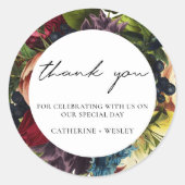 Sticker Rond Moody Floral Bourgogne Mariage (Devant)