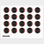 Sticker Rond Moody Florals Arc Noir Bourgogne Rouge Mariage (Feuille)