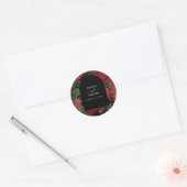 Sticker Rond Moody Florals Arc Noir Bourgogne Rouge Mariage (Enveloppe)