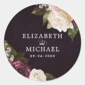 Sticker Rond Moody foncé Floral Mariage romantique (Devant)