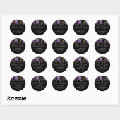Sticker Rond Moody Gothique Purple Floral Mariage Merci (Feuille)