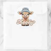 Sticker rond Moody Highland Cow (Sac)