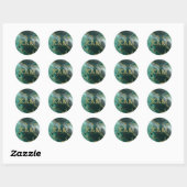 Sticker Rond Moody Ink Emerald Gold ID Abstrait988 (Feuille)