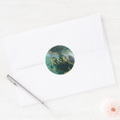Sticker Rond Moody Ink Emerald Gold ID Abstrait988 (Enveloppe)