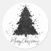 Sticker Rond Moody Joyeux Noël | Arbre Turquoise foncé de minui (Devant)
