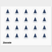 Sticker Rond Moody Joyeux Noël | Classy Dark Navy Blue Tree (Feuille)