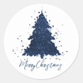 Sticker Rond Moody Joyeux Noël | Classy Dark Navy Blue Tree (Devant)
