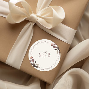 Sticker Rond Moody Purple Floral Mariage rond Initiales