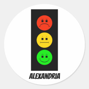 Sticker Rond Moody Stoplight personnalisable avec nom